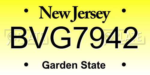 BVG7942 New Jersey License Plate
