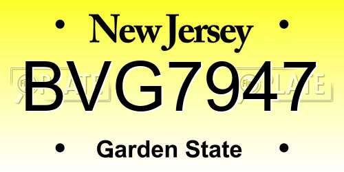 BVG7947 New Jersey License Plate
