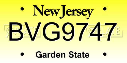 BVG9747 New Jersey License Plate