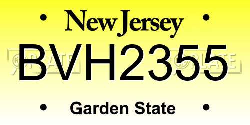 BVH2355 New Jersey License Plate