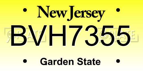 BVH7355 New Jersey License Plate