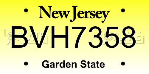 BVH7358 New Jersey License Plate