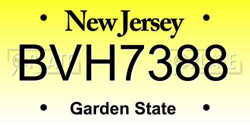 BVH7388 New Jersey License Plate