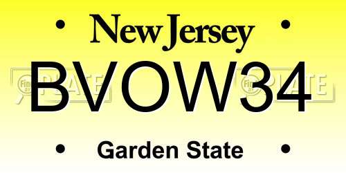 BVOW34 New Jersey License Plate