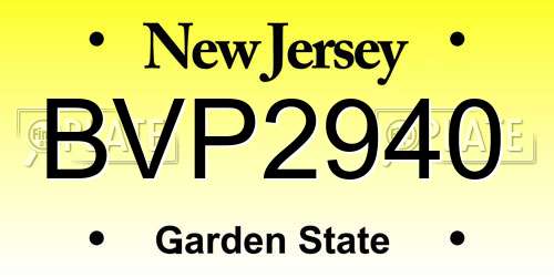 BVP2940 New Jersey License Plate