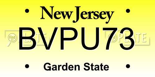 BVPU73 New Jersey License Plate