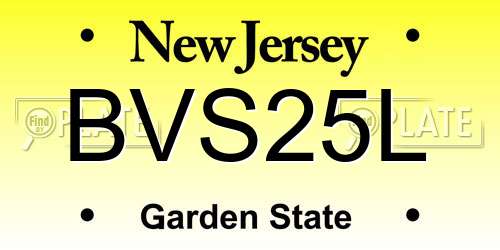 BVS25L New Jersey License Plate