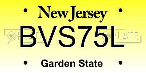 BVS75L New Jersey License Plate