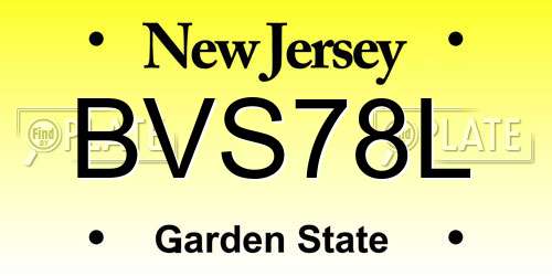 BVS78L New Jersey License Plate