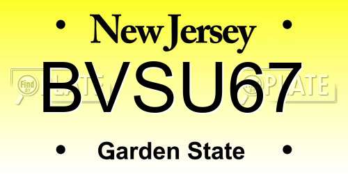 BVSU67 New Jersey License Plate
