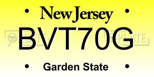 BVT70G New Jersey License Plate