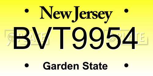 BVT9954 New Jersey License Plate