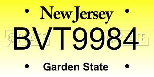 BVT9984 New Jersey License Plate
