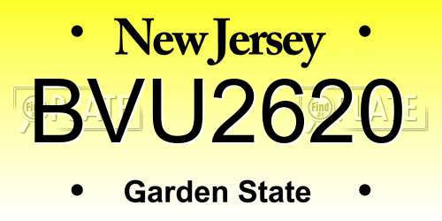 BVU2620 New Jersey License Plate