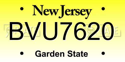 BVU7620 New Jersey License Plate