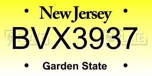 BVX3937 New Jersey License Plate