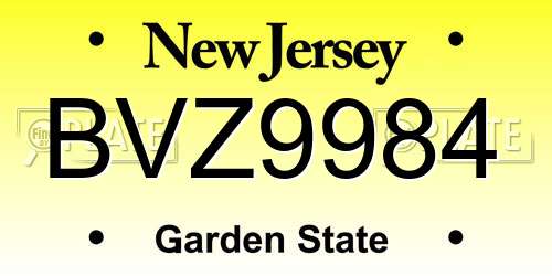 BVZ9984 New Jersey License Plate