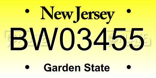BW03455 New Jersey License Plate