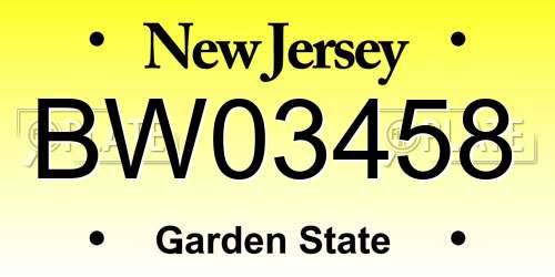 BW03458 New Jersey License Plate