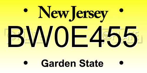 BW0E455 New Jersey License Plate