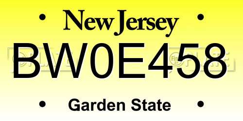 BW0E458 New Jersey License Plate