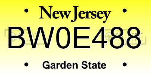 BW0E488 New Jersey License Plate