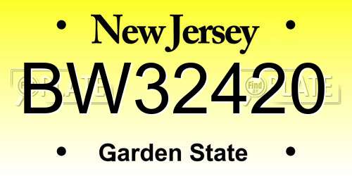 BW32420 New Jersey License Plate