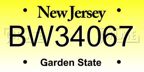 BW34067 New Jersey License Plate