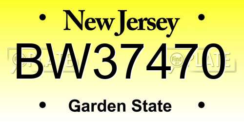 BW37470 New Jersey License Plate