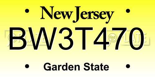 BW3T470 New Jersey License Plate