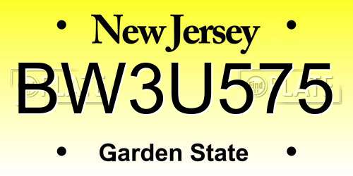 BW3U575 New Jersey License Plate