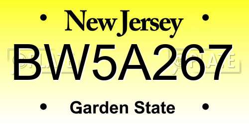 BW5A267 New Jersey License Plate