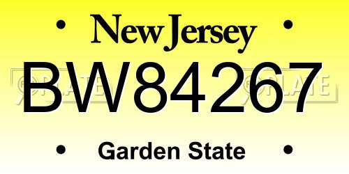 BW84267 New Jersey License Plate