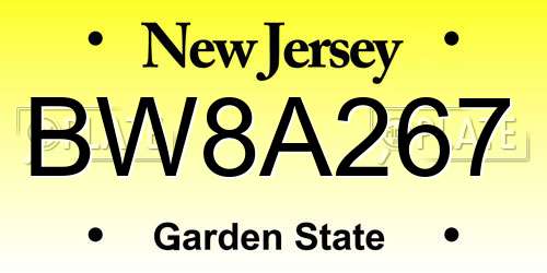 BW8A267 New Jersey License Plate