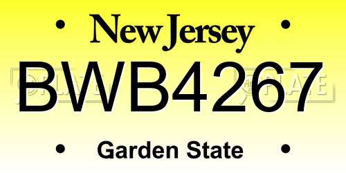 BWB4267 New Jersey License Plate