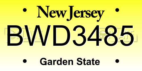 BWD3485 New Jersey License Plate