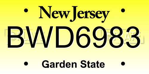 BWD6983 New Jersey License Plate