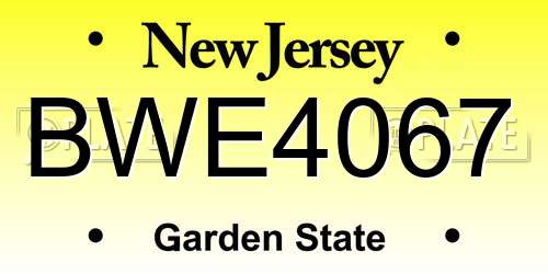 BWE4067 New Jersey License Plate