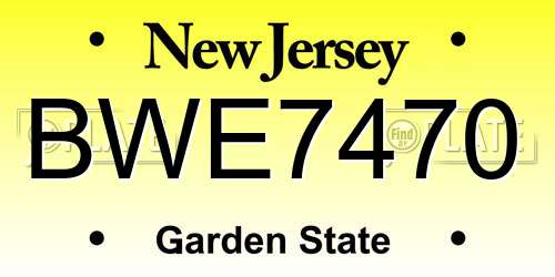 BWE7470 New Jersey License Plate