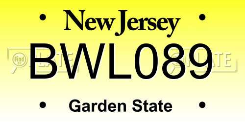 BWL089 New Jersey License Plate