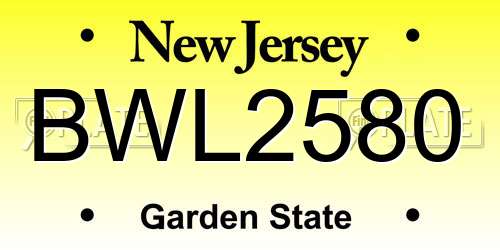 BWL2580 New Jersey License Plate