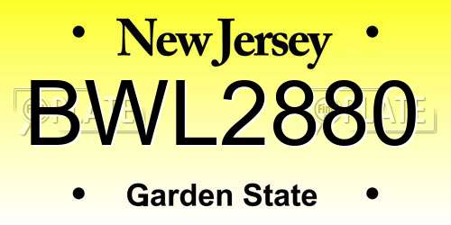 BWL2880 New Jersey License Plate