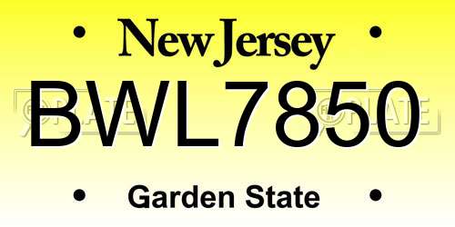 BWL7850 New Jersey License Plate