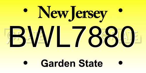 BWL7880 New Jersey License Plate