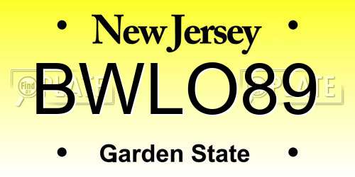 BWLO89 New Jersey License Plate