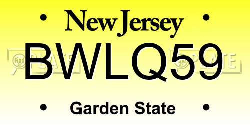 BWLQ59 New Jersey License Plate