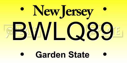 BWLQ89 New Jersey License Plate