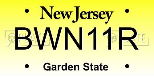 BWN11R New Jersey License Plate