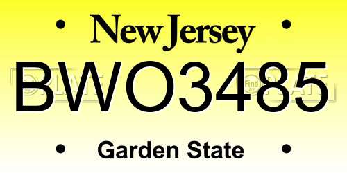 BWO3485 New Jersey License Plate