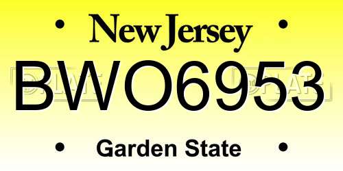 BWO6953 New Jersey License Plate